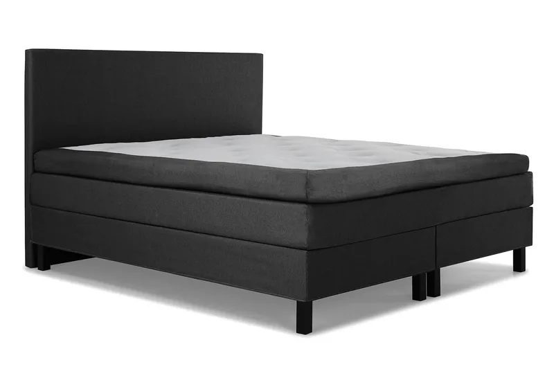 Lucky Komplet Sengepakke 180x200 Latex Glat Sengegavl - Sort/Grå - Møbler - Senge - Kontinentalsenge