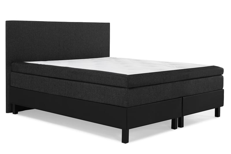 Lucky Komplet Sengepakke 180x200 Latex Glat Sengegavl - Sort/Grå/PU - Møbler - Senge - Komplet sengepakke