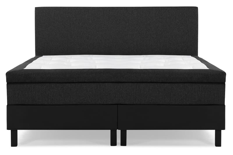 Lucky Komplet Sengepakke 180x200 Latex Glat Sengegavl - Sort/Grå/PU - Møbler - Senge - Kontinentalsenge