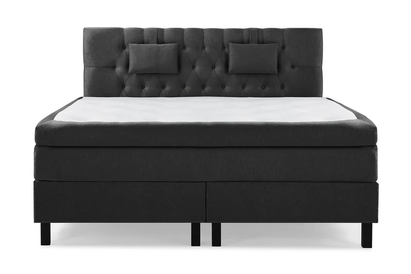 Lucky Komplet Sengepakke 180x200 Memory Diamant Sengegavl - Nakkepude Lille Sort/Grå - Møbler - Senge - Kontinentalsenge