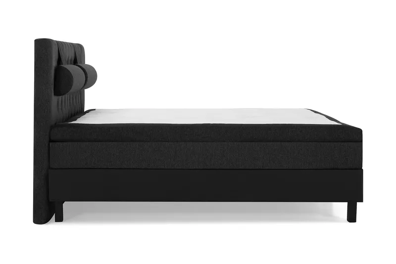 Lucky Komplet Sengepakke 180x200 Memory Diamant Sengegavl - Nakkepude Stor Sort/Grå/PU - Møbler - Senge - Kontinentalsenge