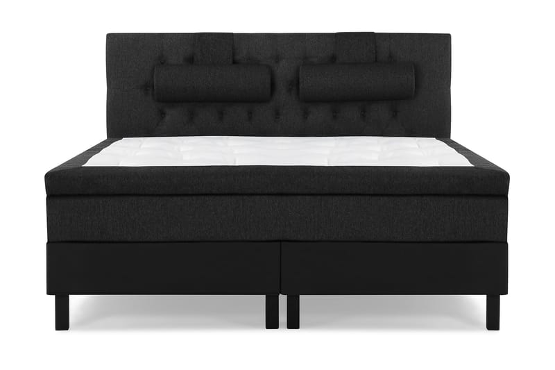 Lucky Komplet Sengepakke 180x200 Memory Diamant Sengegavl, Nakkepude Stor Sort/Grå/PU