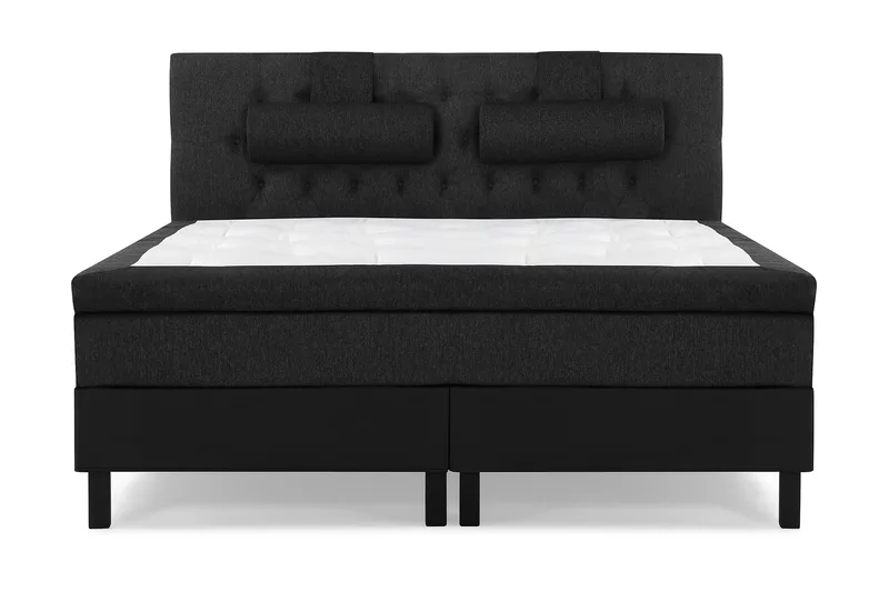 Lucky Komplet Sengepakke 180x200 Memory Diamant Sengegavl, Nakkepude Stor Sort/Grå/PU