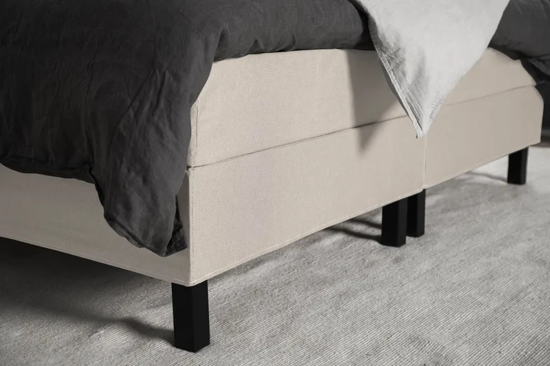 Lucky Komplet Sengepakke 180x200 Memory Glat Sengegavl - Nakkepude Stor Beige - Møbler - Senge - Kontinentalsenge