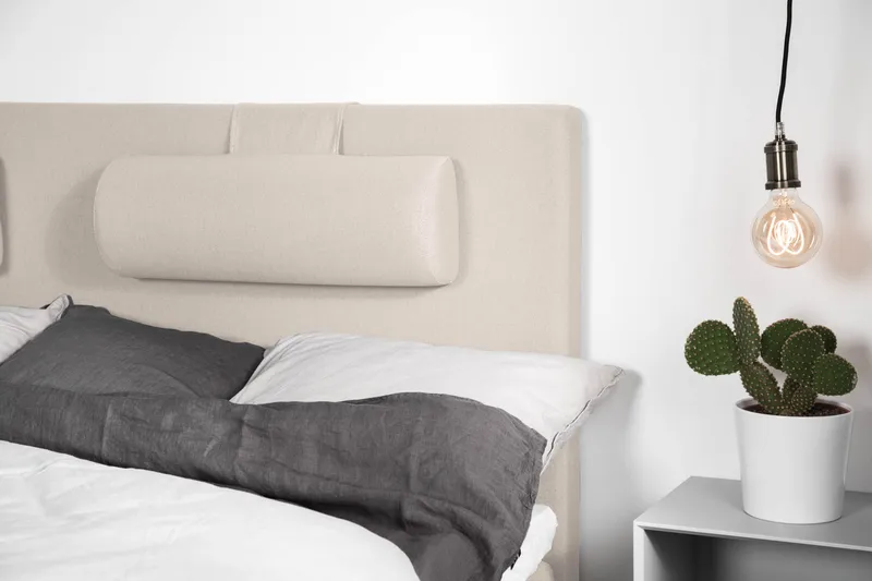 Lucky Komplet Sengepakke 180x200 Memory Glat Sengegavl - Nakkepude Stor Beige - Møbler - Senge - Kontinentalsenge