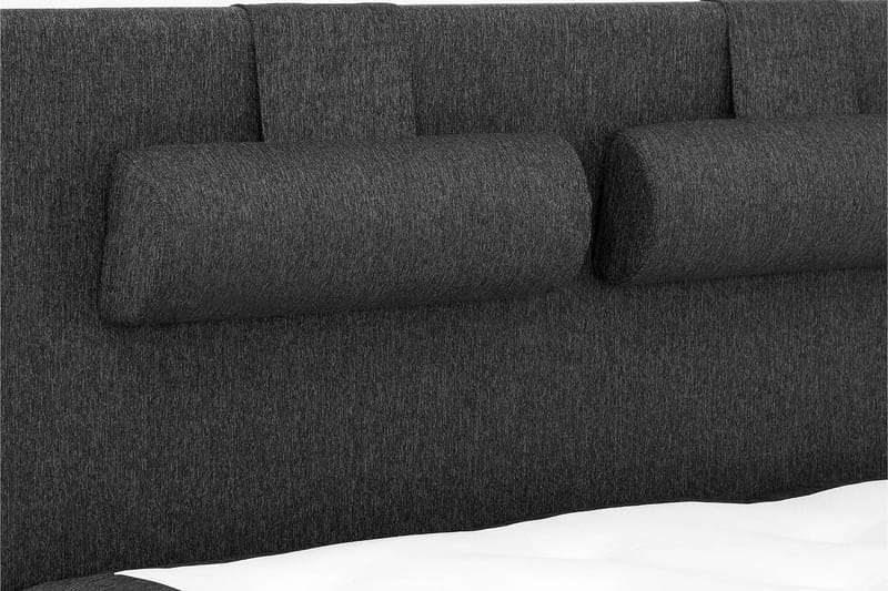 Lucky Komplet Sengepakke 180x200 Memory Glat Sengegavl - Nakkepude Stor Sort/Grå/PU - Møbler - Senge - Komplet sengepakke