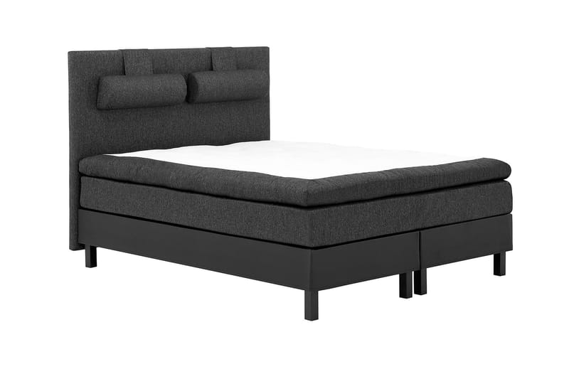 Lucky Komplet Sengepakke 180x200 Memory Glat Sengegavl - Nakkepude Stor Sort/Grå/PU - Møbler - Senge - Komplet sengepakke