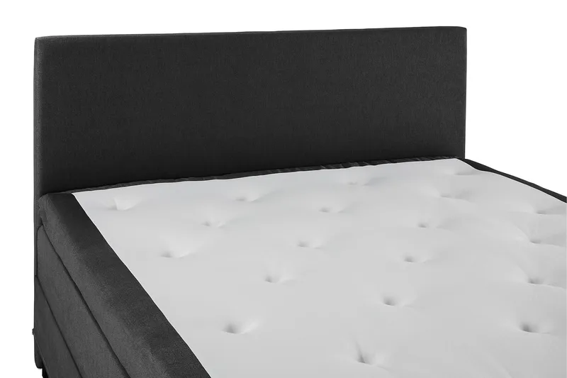 Lucky Komplet Sengepakke 180x200 Memory Glat Sengegavl - Sort/Grå/PU - Møbler - Senge - Kontinentalsenge