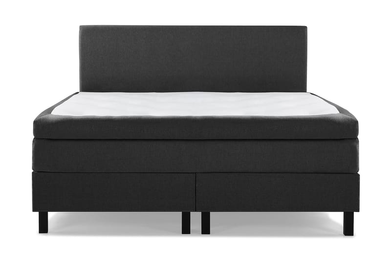 Lucky Komplet Sengepakke 180x200 Memory Glat Sengegavl - Sort/Grå/PU - Møbler - Senge - Kontinentalsenge