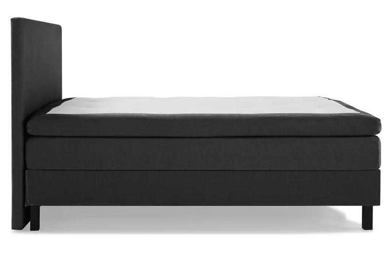 Lucky Komplet Sengepakke 180x200 Memory Glat Sengegavl - Sort/Grå/PU - Møbler - Senge - Kontinentalsenge