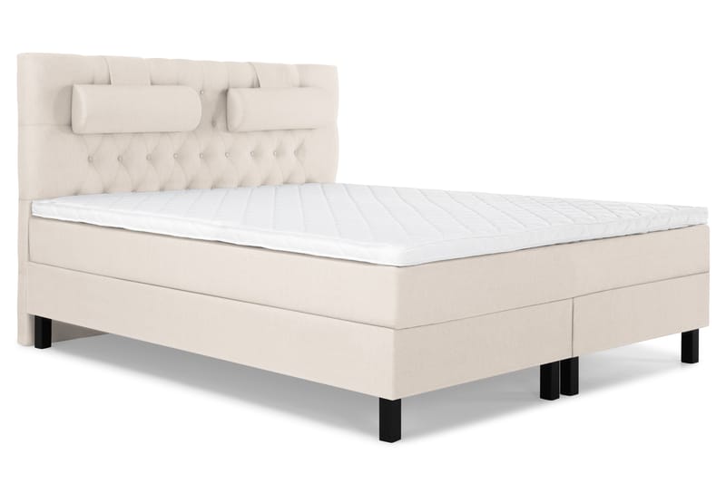 Lucky Komplet Sengepakke 180x200 Skum Diamant Sengegavl - Nakkepude Stor Beige - Møbler - Senge - Komplet sengepakke