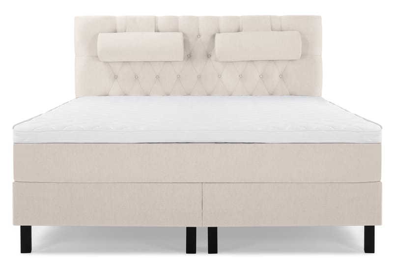 Lucky Komplet Sengepakke 180x200 Skum Diamant Sengegavl - Nakkepude Stor Beige - Møbler - Senge - Komplet sengepakke