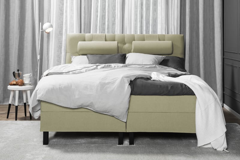 Lucky Komplet Sengepakke 180x200 Skum Diamant Sengegavl - Nakkepude Stor Grøn - Møbler - Senge - Kontinentalsenge