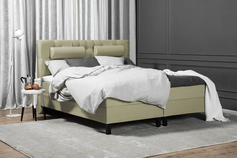 Lucky Komplet Sengepakke 180x200 Skum Diamant Sengegavl - Nakkepude Stor Grøn - Møbler - Senge - Kontinentalsenge