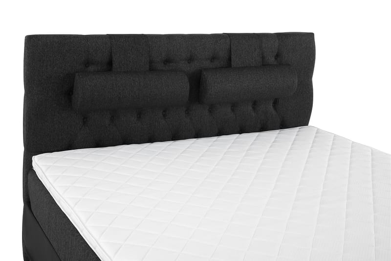 Lucky Komplet Sengepakke 180x200 Skum Diamant Sengegavl - Nakkepude Stor Sort/Grå/PU - Møbler - Senge - Komplet sengepakke