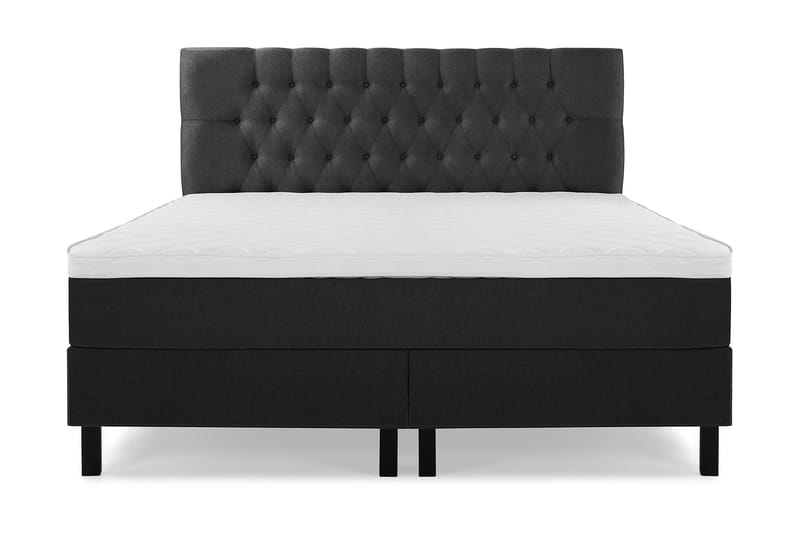 Lucky Komplet Sengepakke 180x200 Skum Diamant Sengegavl - Sort/Grå - Møbler - Senge - Kontinentalsenge