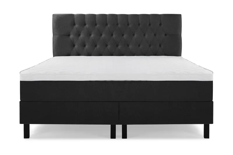 Lucky Komplet Sengepakke 180x200 Skum Diamant Sengegavl - Sort/Grå - Møbler - Senge - Kontinentalsenge