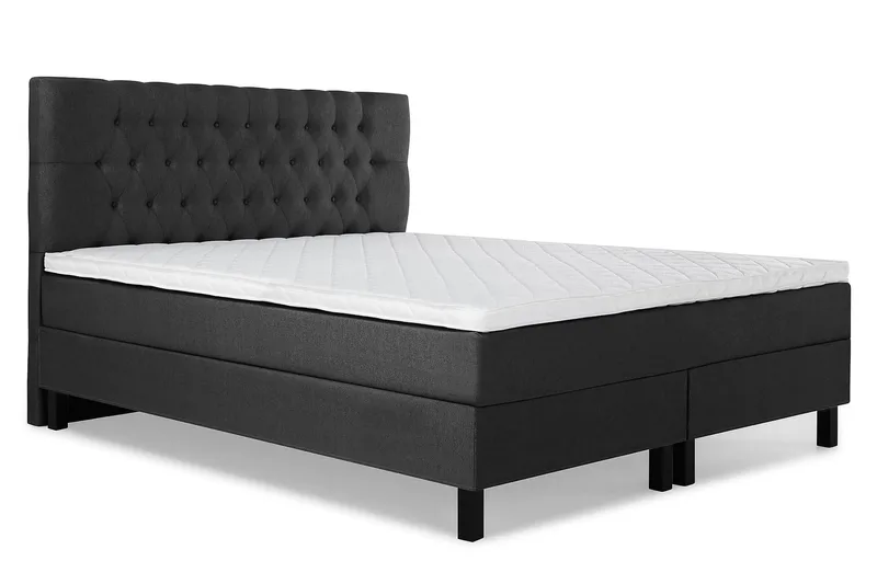 Lucky Komplet Sengepakke 180x200 Skum Diamant Sengegavl - Sort/Grå - Møbler - Senge - Kontinentalsenge