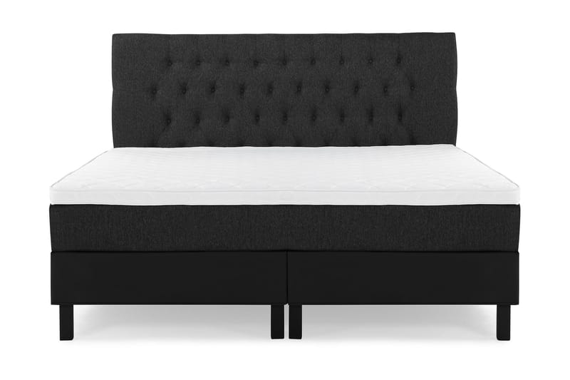 Lucky Komplet Sengepakke 180x200 Skum Diamant Sengegavl - Sort/Grå/PU - Møbler - Senge - Kontinentalsenge