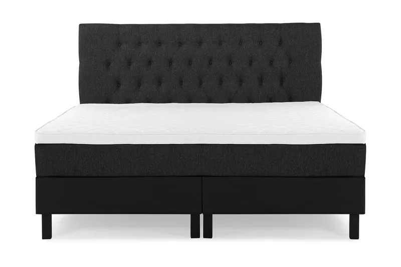 Lucky Komplet Sengepakke 180x200 Skum Diamant Sengegavl, Sort/Grå/PU