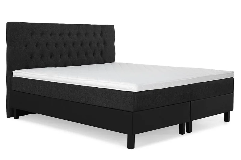 Lucky Komplet Sengepakke 180x200 Skum Diamant Sengegavl - Sort/Grå/PU - Møbler - Senge - Kontinentalsenge