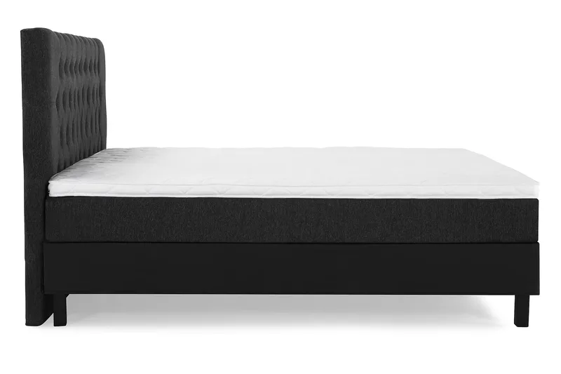 Lucky Komplet Sengepakke 180x200 Skum Diamant Sengegavl - Sort/Grå/PU - Møbler - Senge - Kontinentalsenge