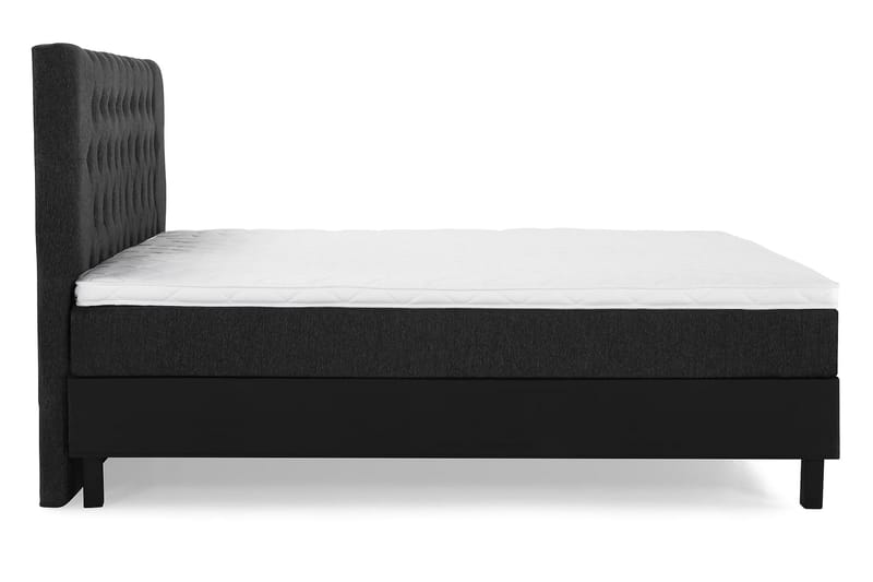 Lucky Komplet Sengepakke 180x200 Skum Diamant Sengegavl - Sort/Grå/PU - Møbler - Senge - Kontinentalsenge