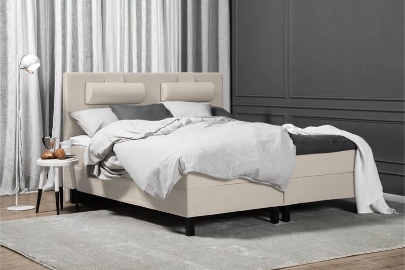Lucky Komplet Sengepakke 180x200 Skum Glat Sengegavl - Beige - Møbler - Senge - Komplet sengepakke