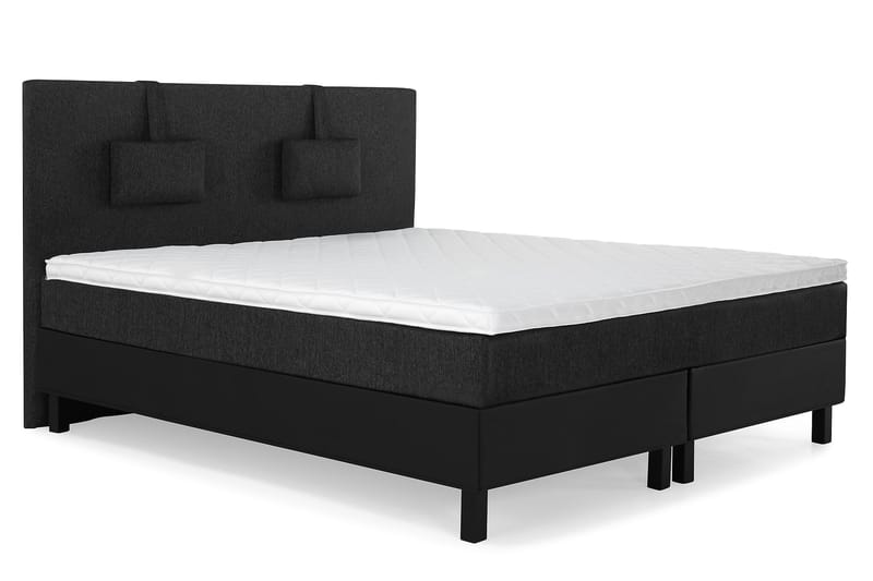 Lucky Komplet Sengepakke 180x200 Skum Glat Sengegavl - Nakkepude Lille Sort/Grå/PU - Møbler - Senge - Komplet sengepakke