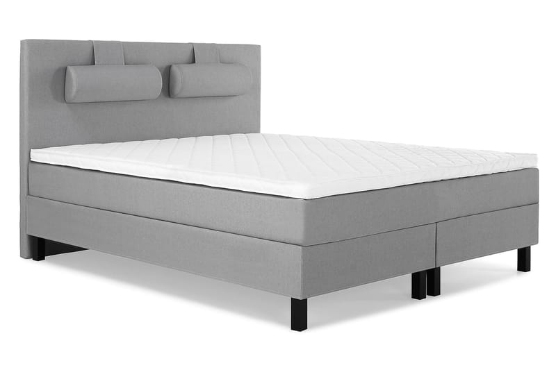 Lucky Komplet Sengepakke 180x200 Skum Glat Sengegavl - Nakkepude Stor Mellangrå - Møbler - Senge - Kontinentalsenge