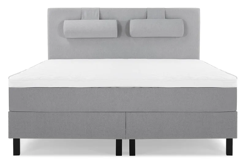Lucky Komplet Sengepakke 180x200 Skum Glat Sengegavl, Nakkepude Stor Mellangrå