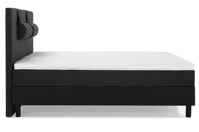 Lucky Komplet Sengepakke 180x200 Skum Glat Sengegavl - Nakkepude Stor Sort/Grå/PU - Møbler - Senge - Kontinentalsenge