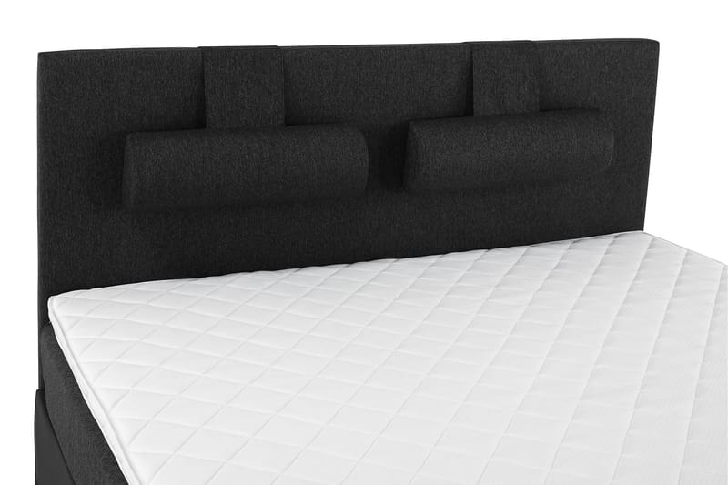 Lucky Komplet Sengepakke 180x200 Skum Glat Sengegavl - Nakkepude Stor Sort/Grå/PU - Møbler - Senge - Kontinentalsenge