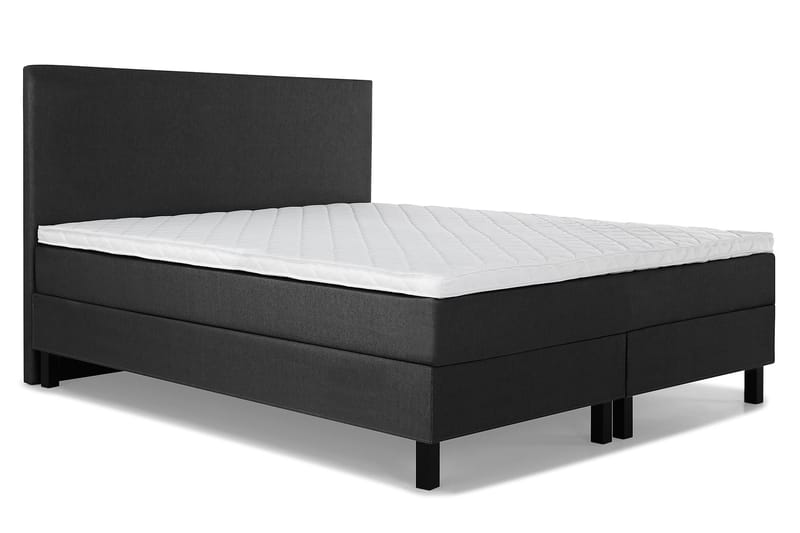Lucky Komplet Sengepakke 180x200 Skum Glat Sengegavl - Sort/Grå - Møbler - Senge - Komplet sengepakke