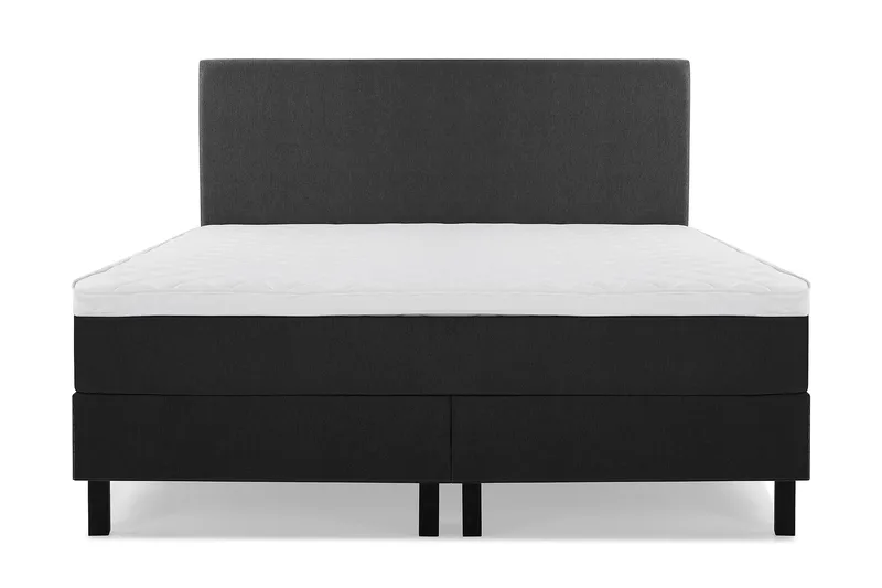 Lucky Komplet Sengepakke 180x200 Skum Glat Sengegavl - Sort/Grå - Møbler - Senge - Kontinentalsenge