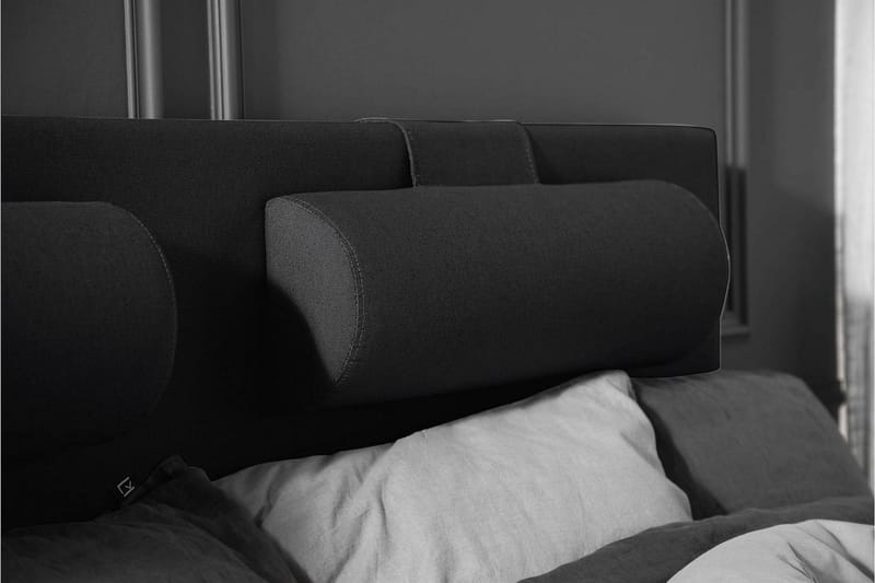 Lucky Komplet Sengepakke 180x200 Skum Glat Sengegavl - Sort/Grå - Møbler - Senge - Kontinentalsenge