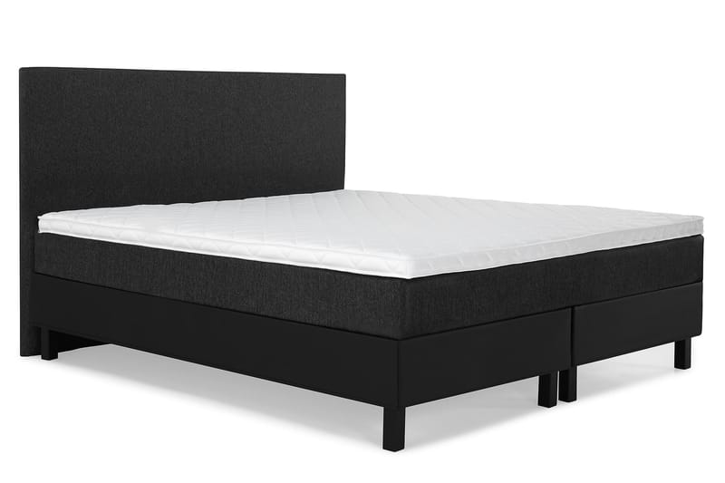 Lucky Komplet Sengepakke 180x200 Skum Glat Sengegavl - Sort/Grå/PU - Møbler - Senge - Komplet sengepakke