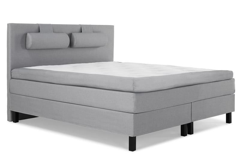 Lucky Komplet Sengepakke 180x200 Polyeter Glat Sengegavl - Nakkepude Stor Mellangrå - Møbler - Senge - Komplet sengepakke