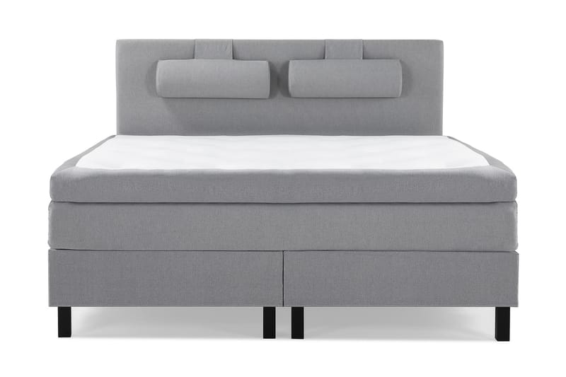 Lucky Komplet Sengepakke 180x200 Polyeter Glat Sengegavl - Nakkepude Stor Mellangrå - Møbler - Senge - Komplet sengepakke