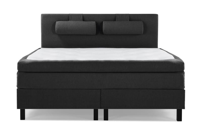 Lucky Komplet Sengepakke 180x200 Polyeter Glat Sengegavl - Nakkepude Stor Sort/Grå - Møbler - Senge - Komplet sengepakke