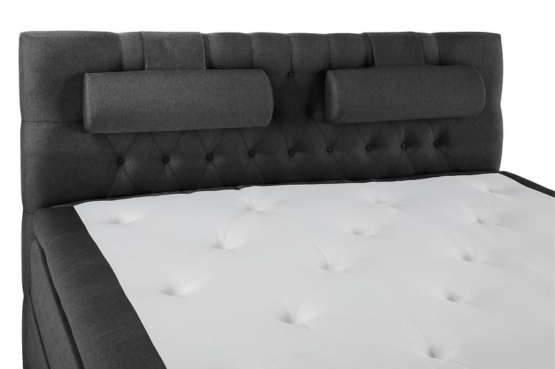 Lucky Komplet Sengepakke 180x200 Polyeter Diamant Sengegavl - Nakkepude Stor Sort/Grå - Møbler - Senge - Komplet sengepakke