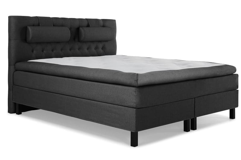 Lucky Komplet Sengepakke 180x200 Polyeter Diamant Sengegavl - Nakkepude Stor Sort/Grå - Møbler - Senge - Komplet sengepakke