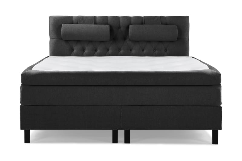 Lucky Komplet Sengepakke 180x200 Polyeter Diamant Sengegavl - Nakkepude Stor Sort/Grå - Møbler - Senge - Komplet sengepakke