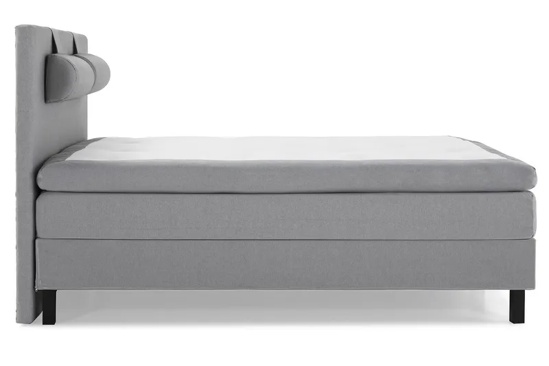 Lucky Komplet Sengepakke 180x200 Polyeter Glat Sengegavl - Nakkepude Stor Mellangrå - Møbler - Senge - Kontinentalsenge