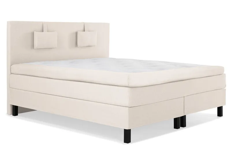 Lucky Komplet Sengepakke 180x200 Polyeter Glat Sengegavl - Nakkepude Lille Beige - Møbler - Senge - Kontinentalsenge