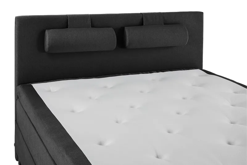 Lucky Komplet Sengepakke 180x200 Polyeter Glat Sengegavl - Nakkepude Stor Sort/Grå - Møbler - Senge - Kontinentalsenge