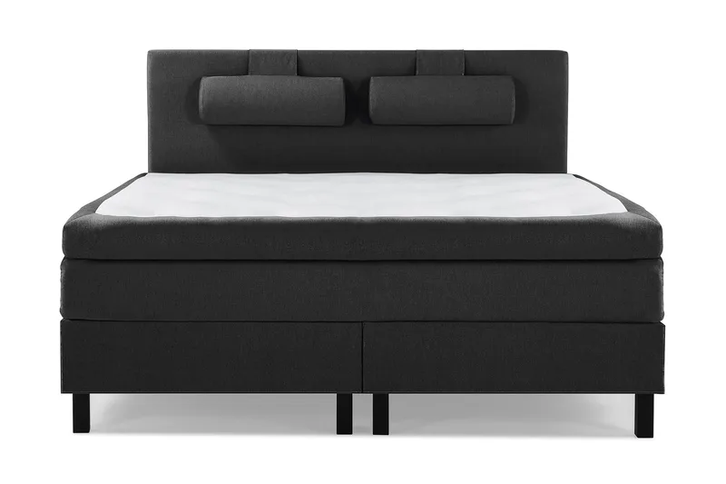 Lucky Komplet Sengepakke 180x200 Polyeter Glat Sengegavl - Nakkepude Stor Sort/Grå - Møbler - Senge - Kontinentalsenge