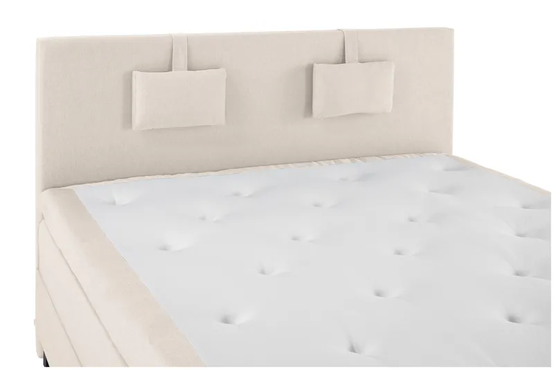 Lucky Komplet Sengepakke 180x200 Polyeter Glat Sengegavl - Nakkepude Lille Beige - Møbler - Senge - Kontinentalsenge