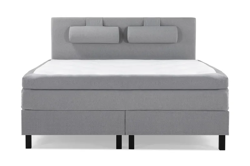 Lucky Komplet Sengepakke 180x200 Polyeter Glat Sengegavl - Nakkepude Stor Mellangrå - Møbler - Senge - Kontinentalsenge