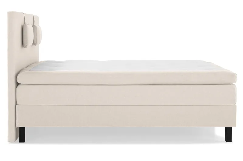 Lucky Komplet Sengepakke 180x200 Polyeter Glat Sengegavl - Nakkepude Lille Beige - Møbler - Senge - Kontinentalsenge